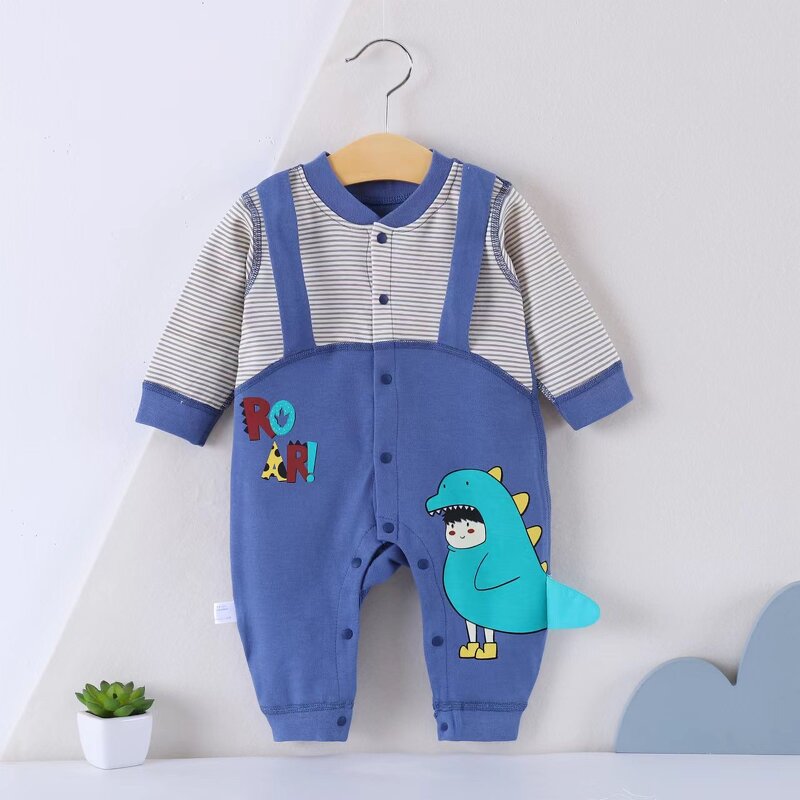 Baby Climbing Clothing Manufacturer - Four Seasons New Four Zero Combed Cotton Babies Cartoon Stitching Connecting