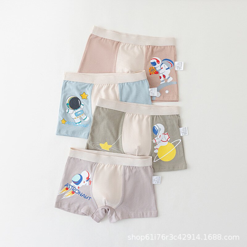 Children's Cotton Underwear Manufacturer - Boys Boxer Briefs 4pcs Baby Middle Large Children Shorts