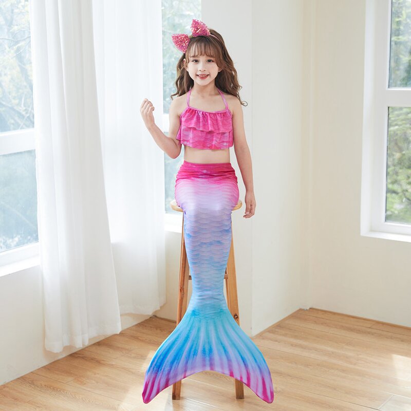 Children's Mermaid Swimsuit Manufacturer - 2025 Summer New Three-piece Fish Tail Princess Dress
