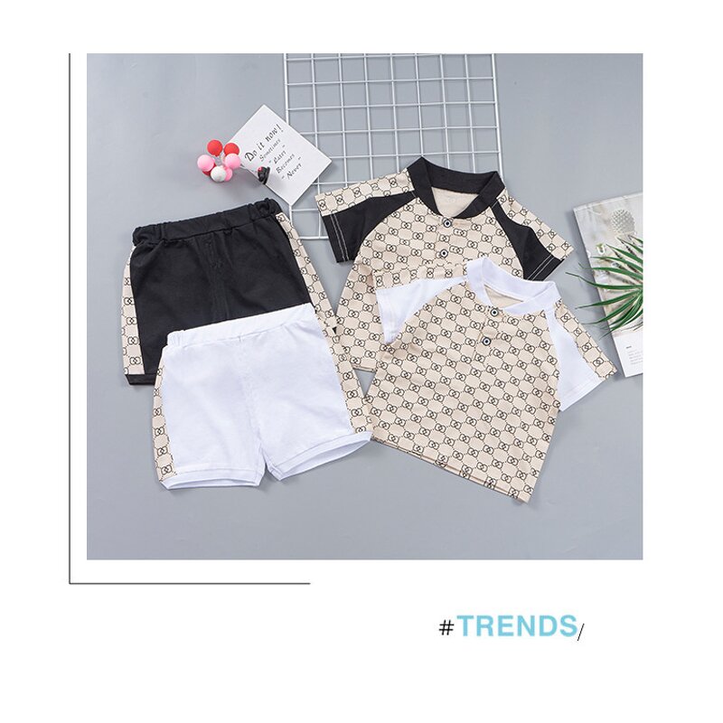 Children's Clothing Set Manufacturer - 2023 Summer Alphabet Full Cotton Comfortable Casual Short-sleeved Set