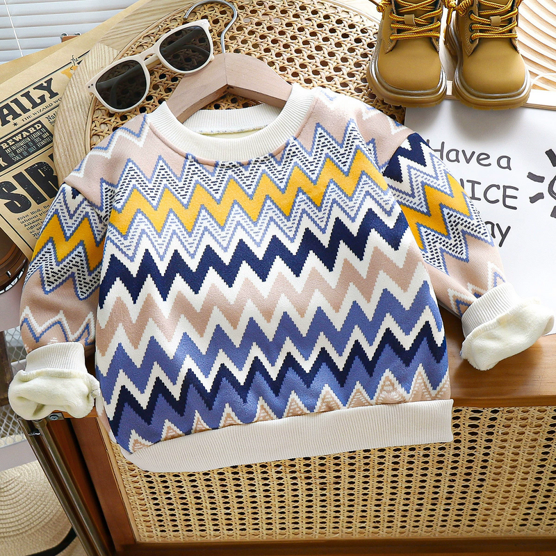 Children's Velvet T-shirt Manufacturer - 2025 Autumn Winter Boys Thickened Baby Sweater Girls Warm Sweater