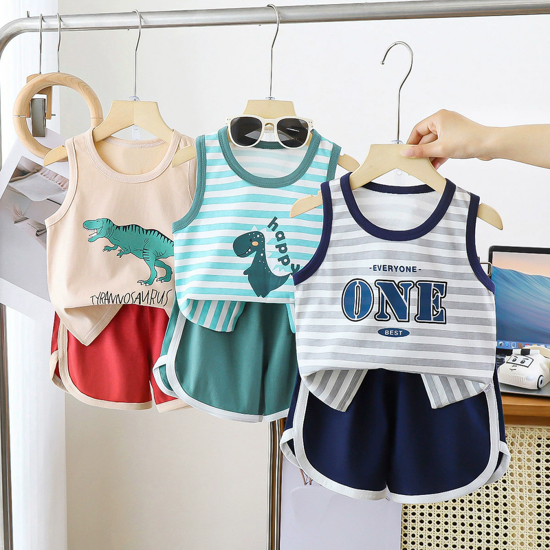 Children's Vest Suit Manufacturer - 2025 Summer New Pure Cotton Baby Sleeveless Boys Shorts Korean