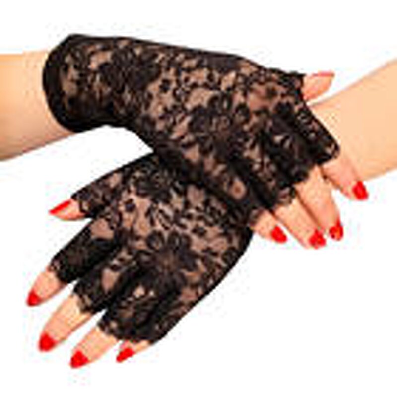 Bridal Gloves Manufacturer - Women's Black White Spring Summer Fingerless Lace Wrist Length Polyester for Wedding Party Dance