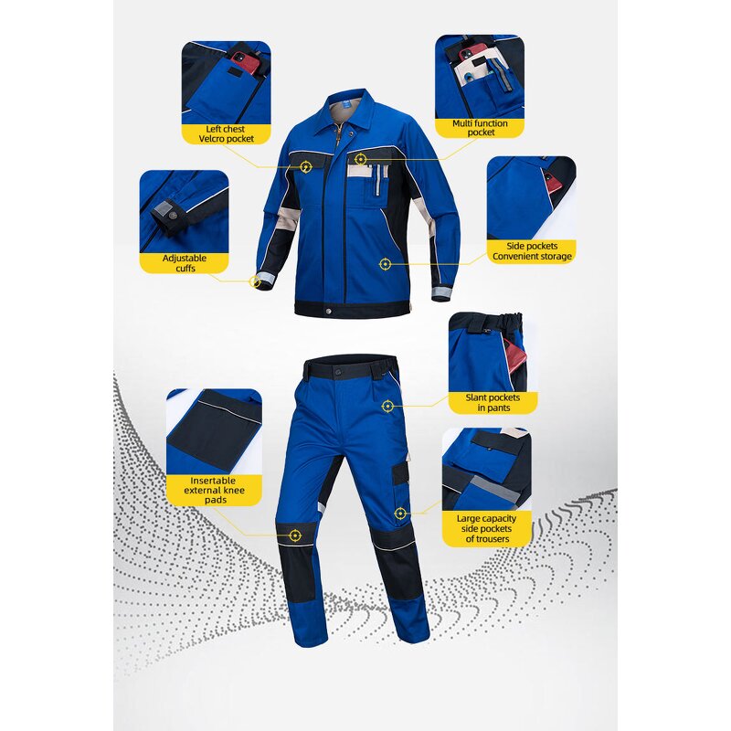 Workwear Uniform Manufacturer - Wholesale Unisex Workwear Jacket and Pants Breathable Men Industrial Work Clothes Customized Logo