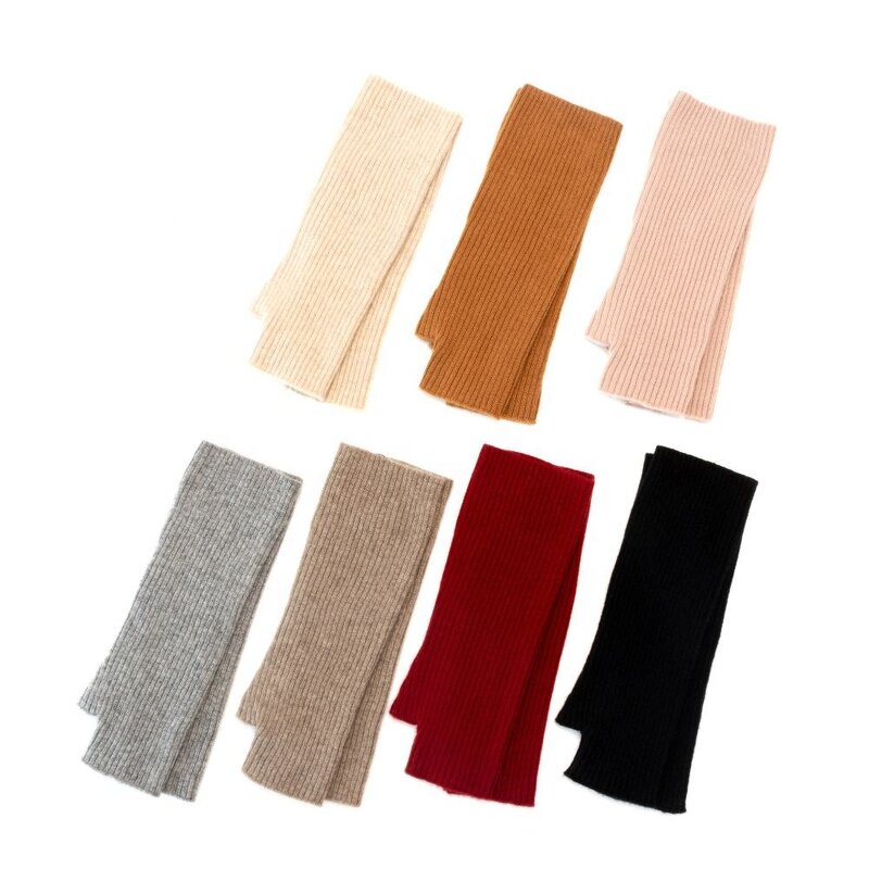 Fingerless Gloves Manufacturer - Custom Ladies 100% Cashmere Winter Outdoor Solid Color Rib Knit Warm Touch Screen Mittens