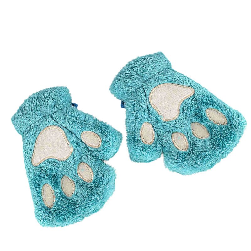 Winter Mitten Manufacturer - Fashion Women Girl Lovely Cute Soft Half Finger Outdoor Fleece Warm Paw Claw Plush Fingerless