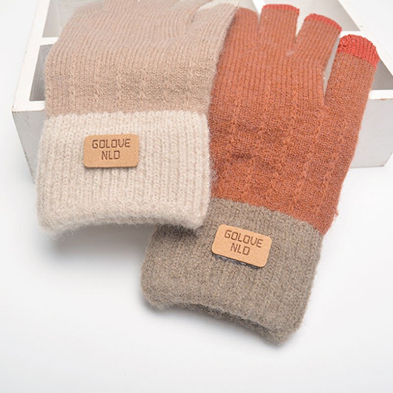 Winter Gloves Manufacturer - Custom China Warm Touch Screen Mittens Knitted Velvet Polyester Cotton Metallic Self Heating Cycling Outdoor