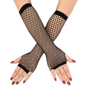Lace Gloves Manufacturer - Hollow Out Punk Women's Sexy Black Full Finger Comfortable Elegant Lady Costume Mesh Fishnet for Wedding
