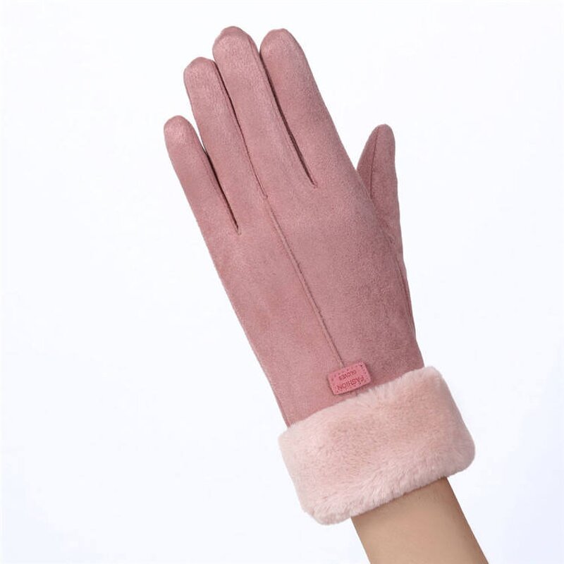 Winter Gloves Manufacturer - Women Autumn Winter Fashion Plush Faux Suede Warm Mitten Full Finger Outdoor Sport Touchscreen