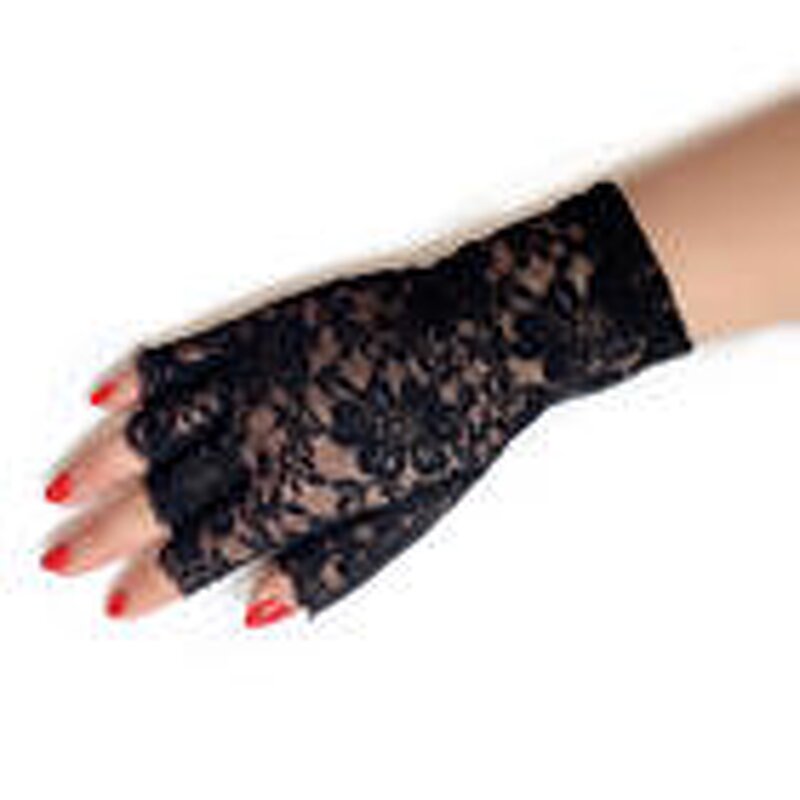 Bridal Gloves Manufacturer - Women's Black White Spring Summer Fingerless Lace Wrist Length Polyester for Wedding Party Dance