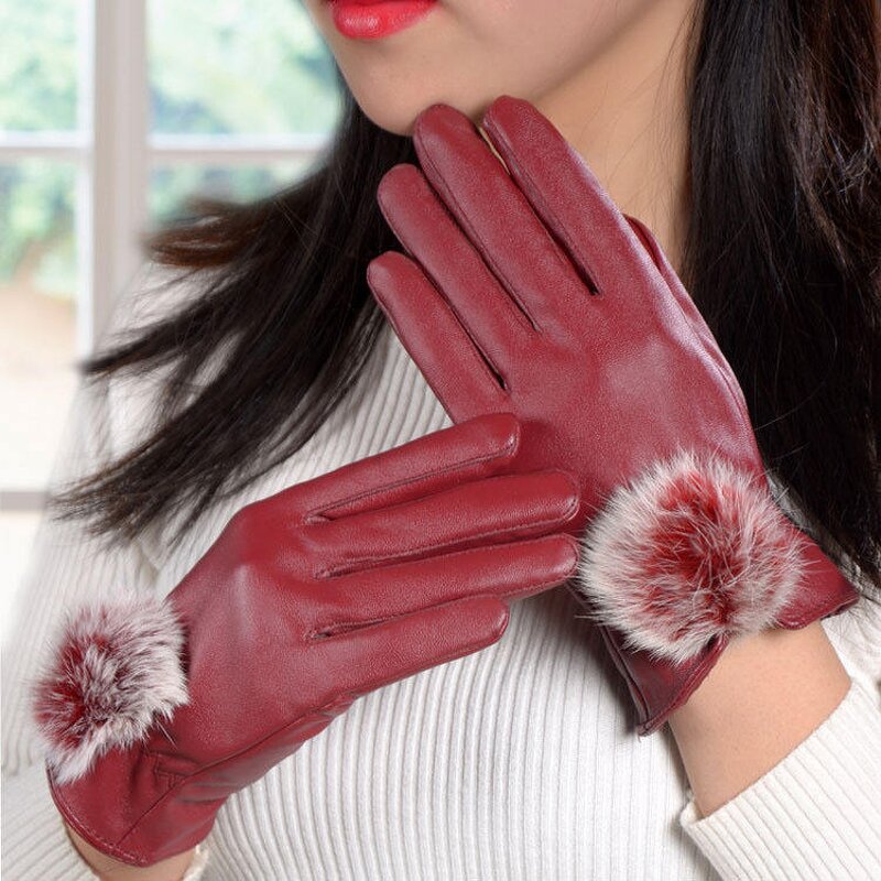 Leather Gloves Manufacturer - Women Winter Warm Full Finger Mittens Windproof Touch Screen Customized Color Outdoor Activities