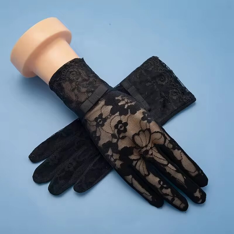 Driving Gloves Manufacturer - Women Summer UV-Proof Lace Touchscreen Polyester Cotton Smooth