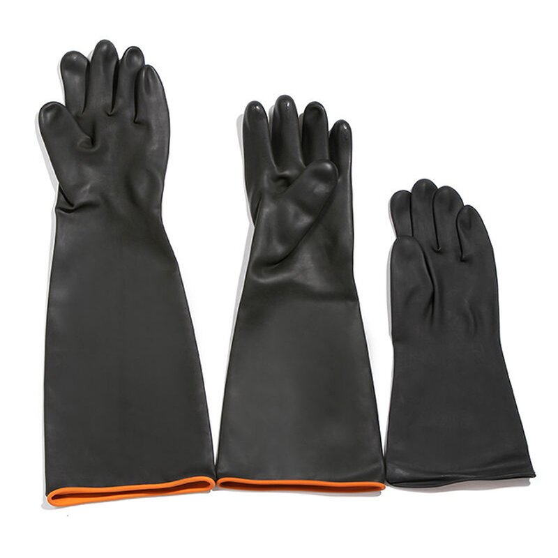 Protective Gloves Manufacturer - 35CM Lengthened Thickened Black Latex Acid Alkali Oil Resistant Wear Resistant Anti-smash Industrial