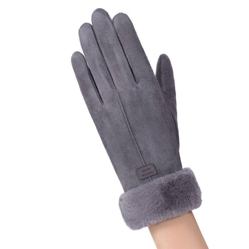 Winter Gloves Manufacturer - Women Autumn Winter Fashion Plush Faux Suede Warm Mitten Full Finger Outdoor Sport Touchscreen