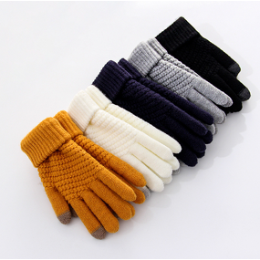Touch Screen Gloves Manufacturer - Unisex Stretch Knitted Wool Mittens Full Finger Acrylic Winter