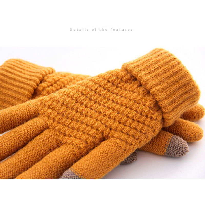 Touch Screen Gloves Manufacturer - Unisex Stretch Knitted Wool Mittens Full Finger Acrylic Winter