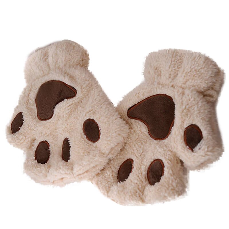 Winter Mitten Manufacturer - Fashion Women Girl Lovely Cute Soft Half Finger Outdoor Fleece Warm Paw Claw Plush Fingerless