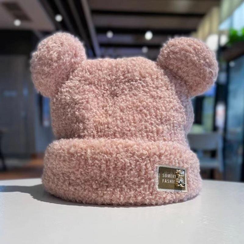 Winter Beanie Manufacturer - Wholesale Custom Knitted Acrylic Fluffy Warm Soft Cute with Fur Lining Bear Ear Unisex