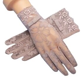 Driving Gloves Manufacturer - Women Summer UV-Proof Lace Touchscreen Polyester Cotton Smooth