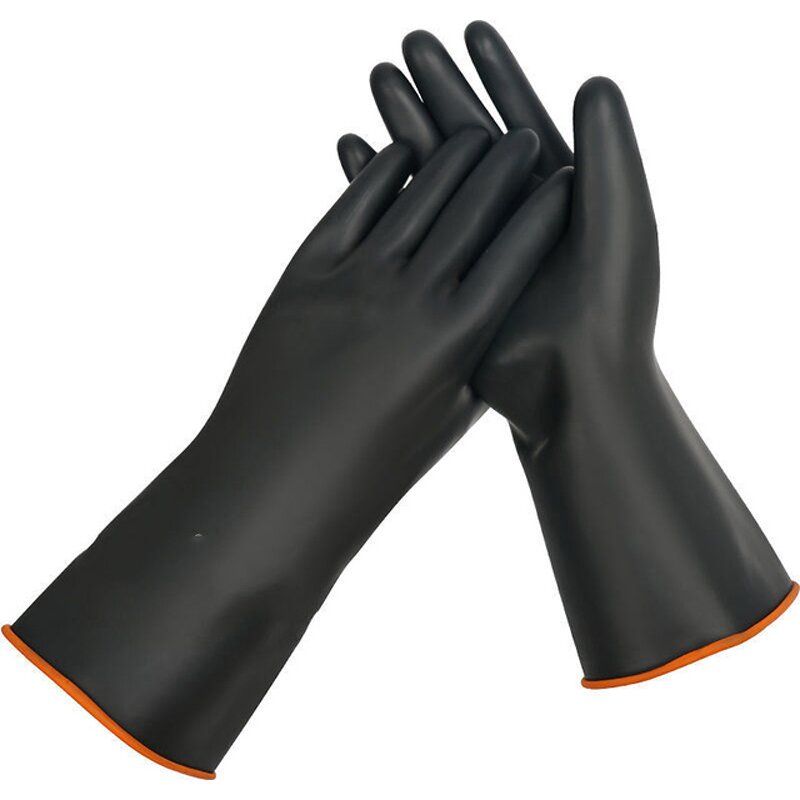 Protective Gloves Manufacturer - 35CM Lengthened Thickened Black Latex Acid Alkali Oil Resistant Wear Resistant Anti-smash Industrial