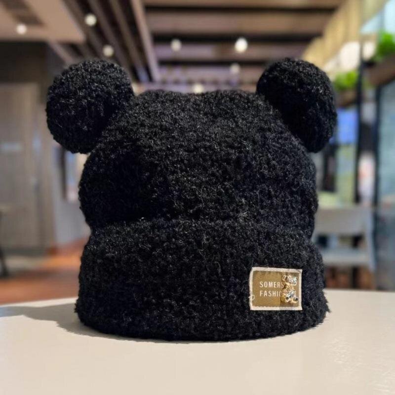 Winter Beanie Manufacturer - Wholesale Custom Knitted Acrylic Fluffy Warm Soft Cute with Fur Lining Bear Ear Unisex