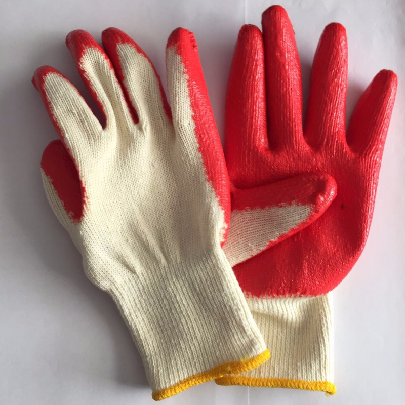Latex Rubber Gloves Manufacturer - Cheap 10 Gauge Knitted White Cotton Red Coated Labor Hand Protective Safety Work