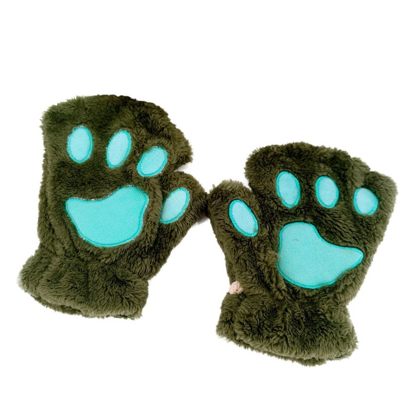 Winter Mitten Manufacturer - Fashion Women Girl Lovely Cute Soft Half Finger Outdoor Fleece Warm Paw Claw Plush Fingerless