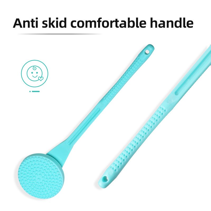 Silicone Bath Body Brush Manufacturer - 2 in 1 Exfoliator Back Long Handle for Shower with Silicone Dots Shower Back Scrubber