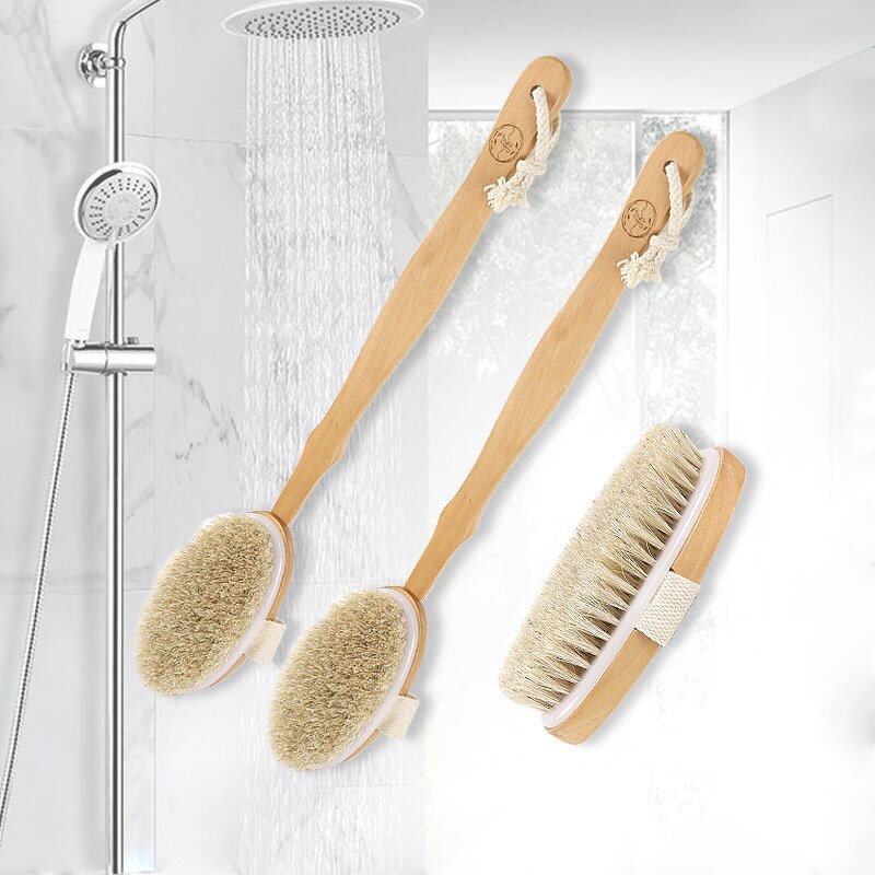 Bathing Brush Manufacturer - Hemu Soft Dry Skin Body Removable Natural Bristles Exfoliating Body Bath