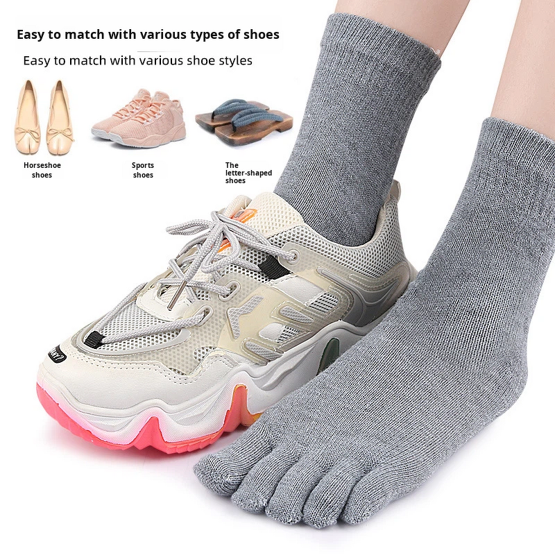 Toe Socks Manufacturer - Cotton Athletic Running Five Finger Crew Running Five-Toe Design