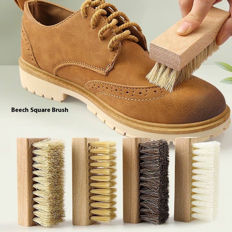 Horse Hair Brush Manufacturer - Solid Wood Square for Shoe Care Soft Wool Leather Shoe Seat Polishing Dust Removal Washing