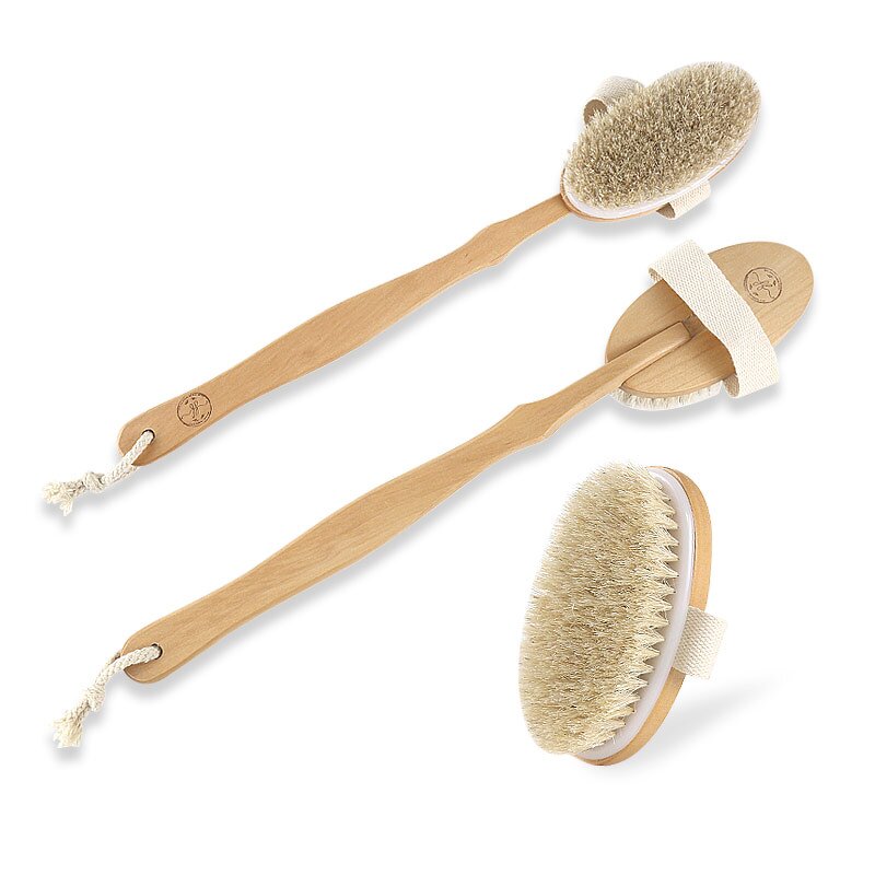 Bathing Brush Manufacturer - Hemu Soft Dry Skin Body Removable Natural Bristles Exfoliating Body Bath