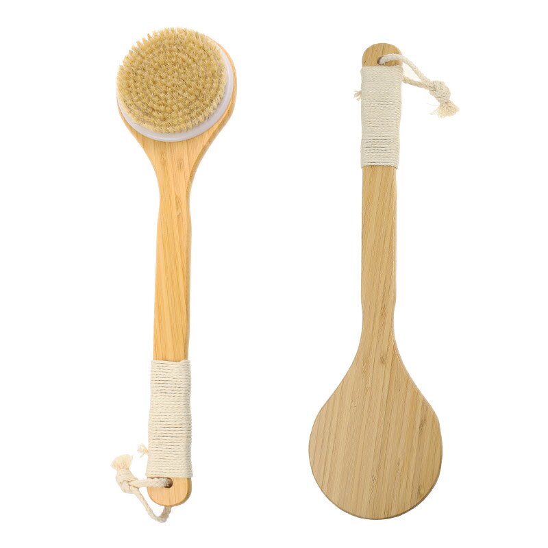 Shower Brush Manufacturer - with Natural Bristle Long Bamboo Handle Bath Body for Wet Dry Brushing Exfoliating Skin