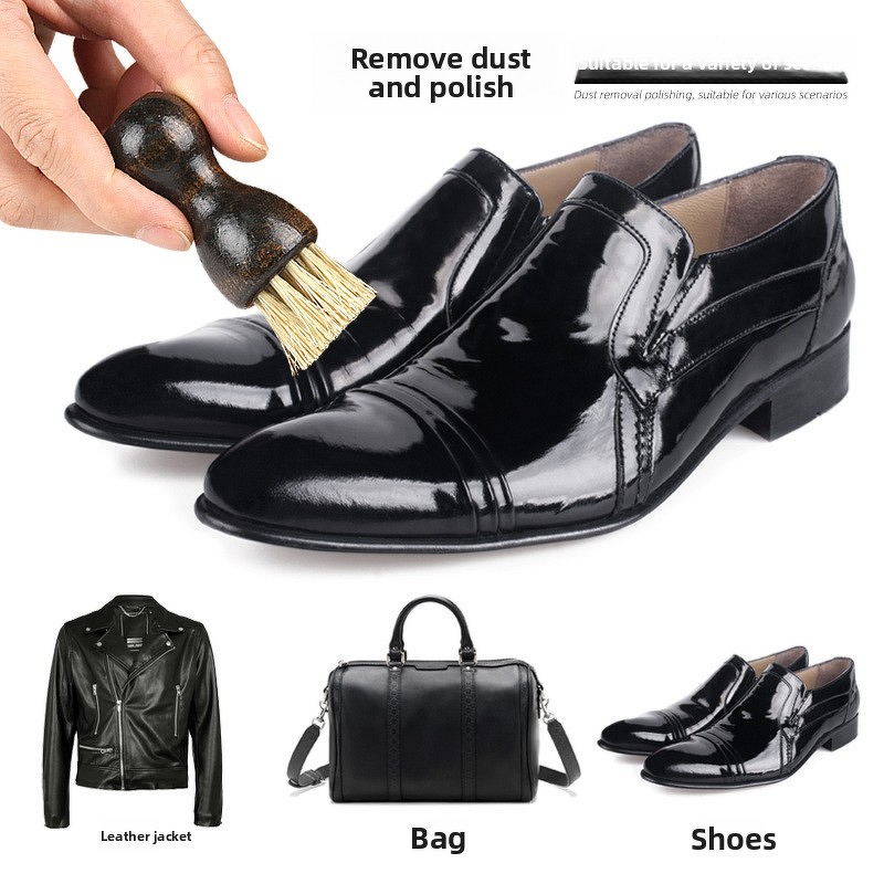 Shoe Brush Manufacturer - Lotus Wood Handle Gourd-Shaped Pig Bristle Wooden Dust Removal for Cream Polish