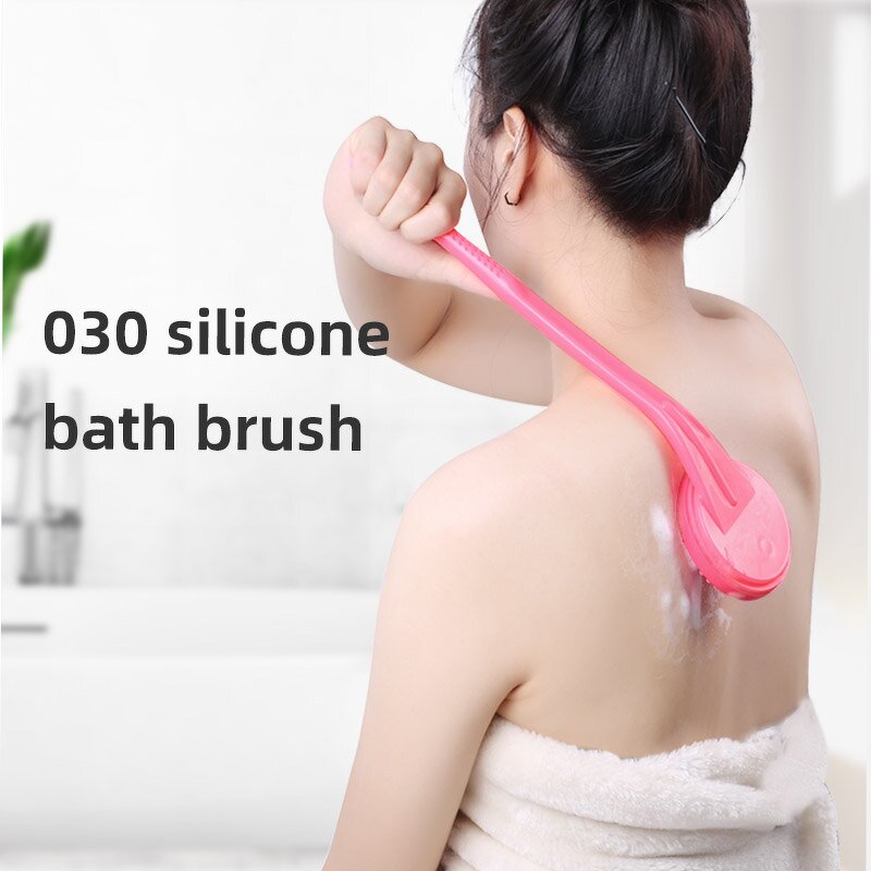 Silicone Bath Body Brush Manufacturer - 2 in 1 Exfoliator Back Long Handle for Shower with Silicone Dots Shower Back Scrubber