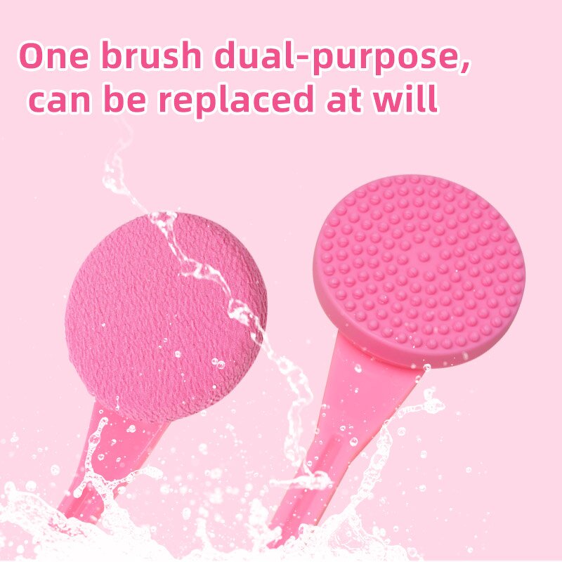 Silicone Bath Body Brush Manufacturer - 2 in 1 Exfoliator Back Long Handle for Shower with Silicone Dots Shower Back Scrubber