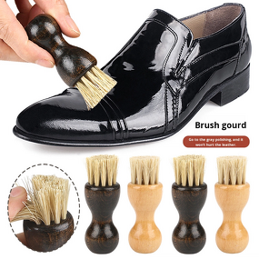 Shoe Brush Manufacturer - Lotus Wood Handle Gourd-Shaped Pig Bristle Wooden Dust Removal for Cream Polish