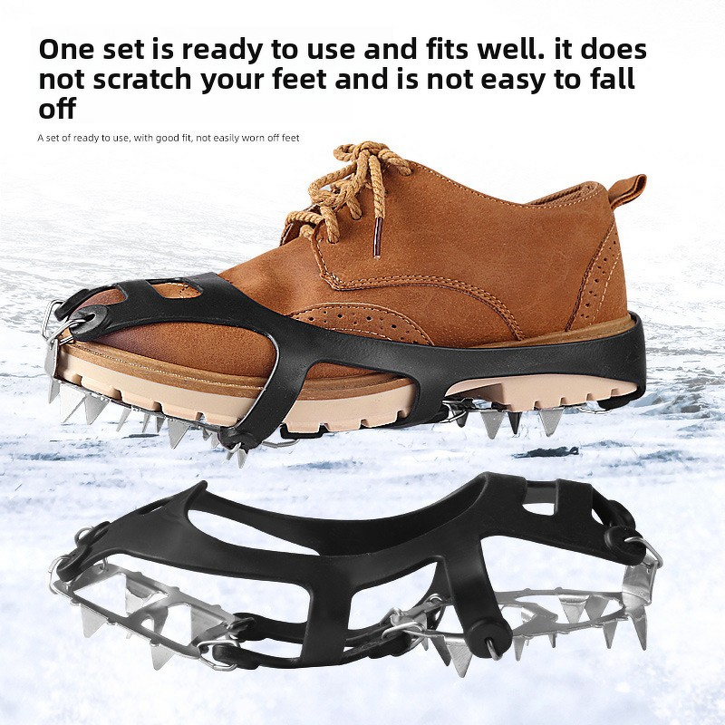 Ice Claw Shoe Covers Manufacturer - 18-Tooth Stainless Steel Anti-Slip Outdoor Snow Climbing Mud Anti-Fall Mountaineering Camping Hiking