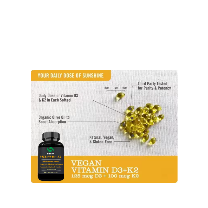 Vitamin D3 K2 Softgels Factory - OEM/ODM 5000iu 100mcg Bone Health