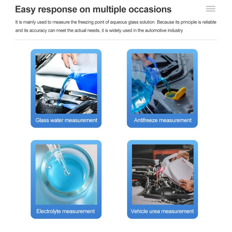 Antifreeze Tester Manufacturer - Hand Held Tool 4 in 1 Engine Fluid Glycol Antifreeze Freezing Point Car Battery