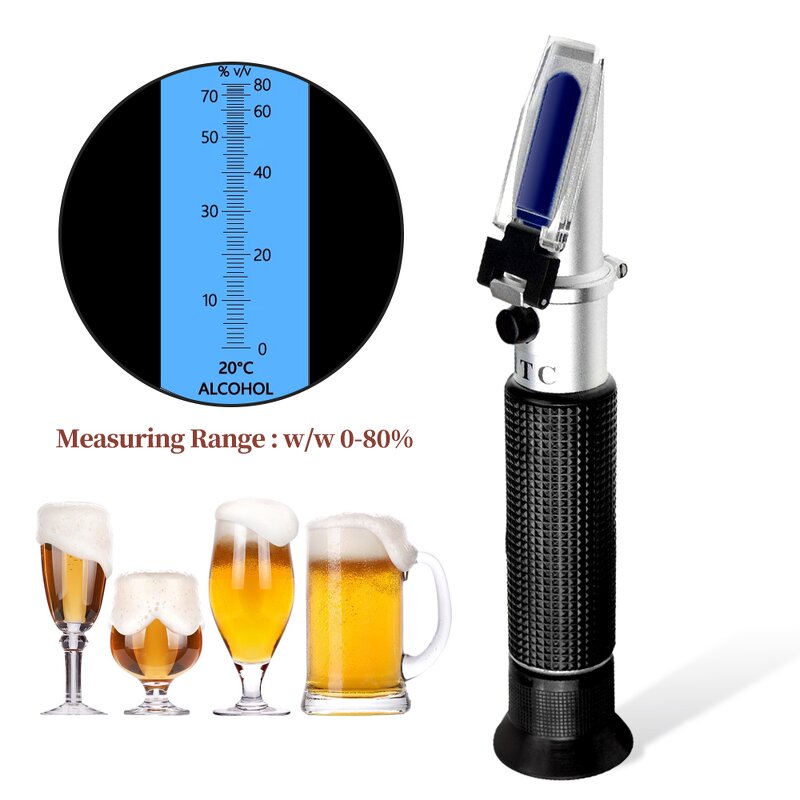 Alcohol Refractometer Manufacturer - Handheld 0-80% Tester Meter for Liquor & Spirits with ATC Feature