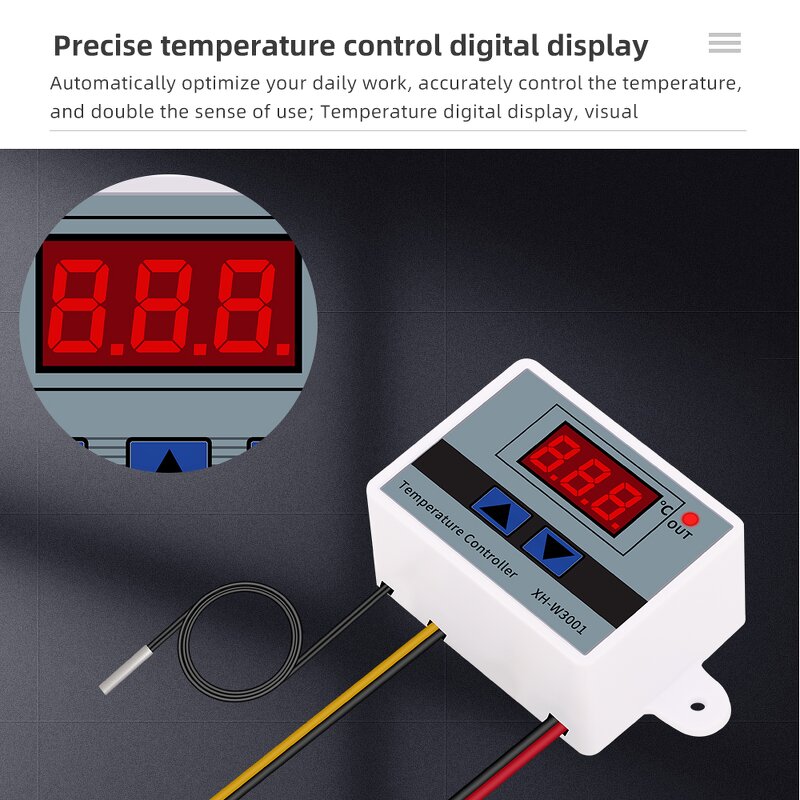 Temperature Controller Manufacturer - XH-W3001 LCD Digital Thermal Regulator Thermostat 220V 10A With NTC Sensor