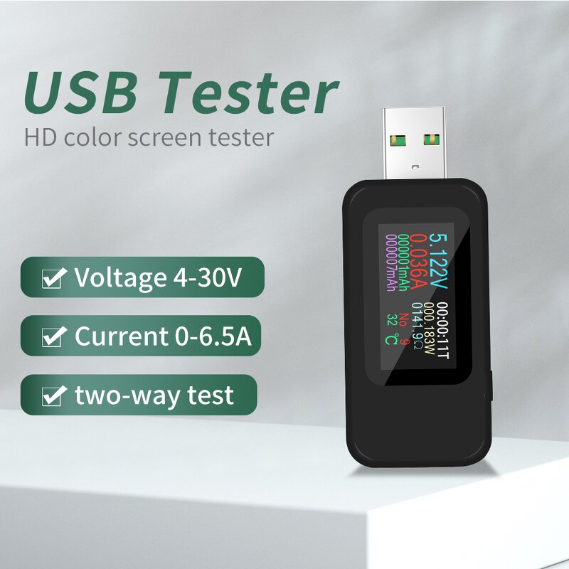 USB Charger Tester Manufacturer - Black QC 2.0 3.0 Voltage Power Capacity Voltmeter 10 In1 Multiparameter for Phone Power Bank