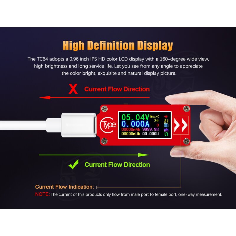Type-C USB Tester Manufacturer - TC64 LCD Display Voltmeter Ammeter Voltage Current Meter