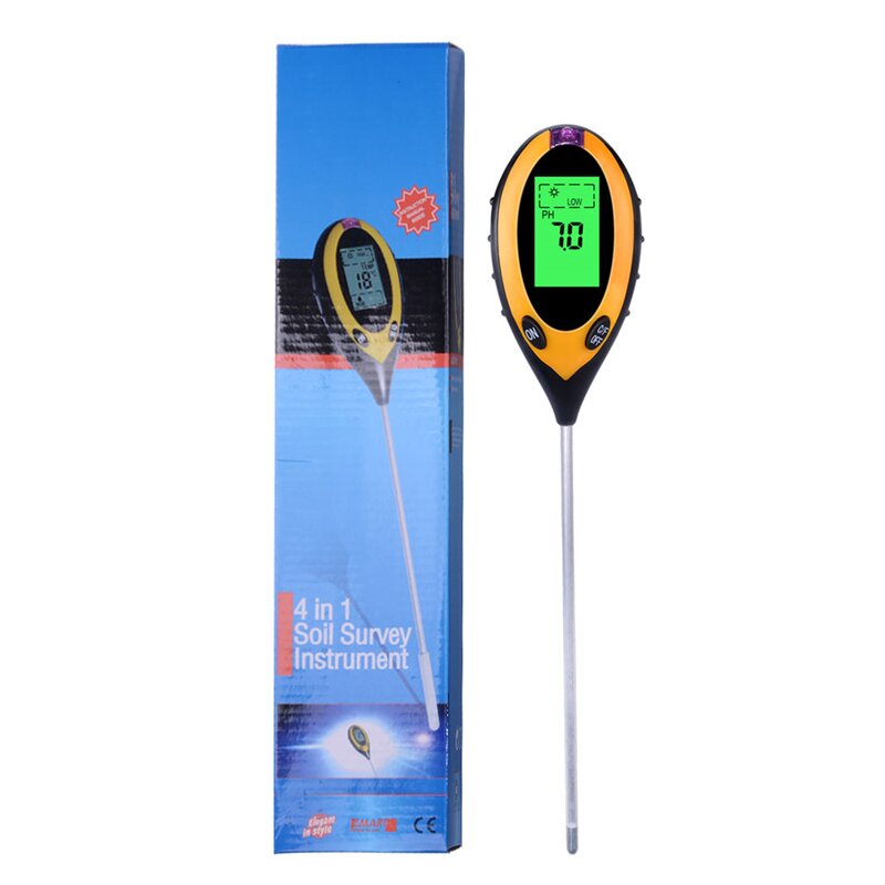Soil PH Meter Manufacturer - Best Digital 4 in 1 Professional LCD Display Temperature Moisture Sunlight Garden Plants Tester