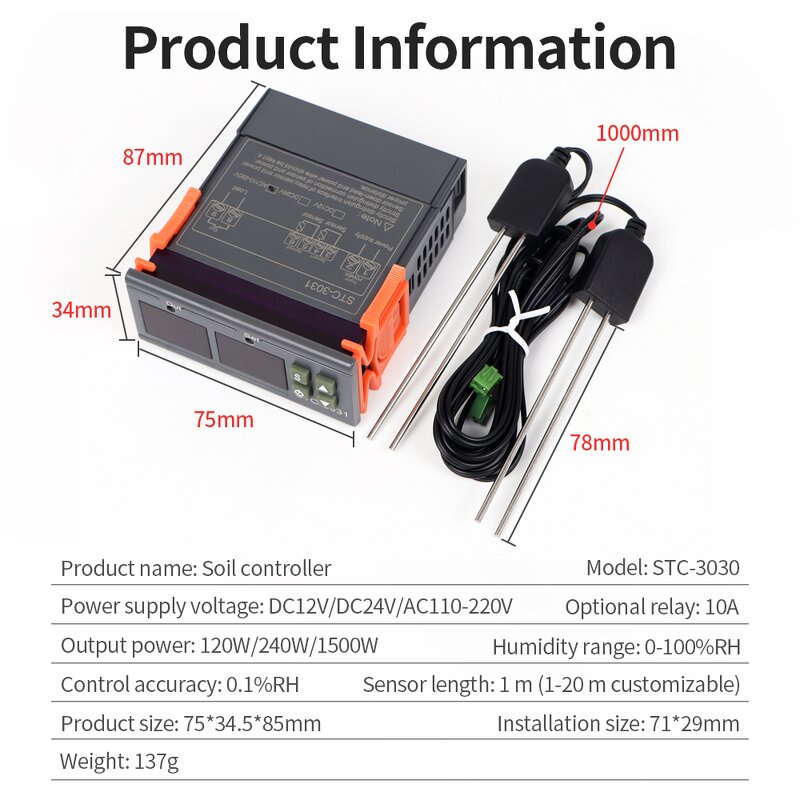 Soil Moisture Meter Manufacturer - New Arrivals STC-3030 Digital Humidity Sensor Controller with Sensor