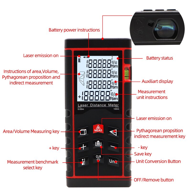 Laser Rangefinder Manufacturer - Handheld 100m Laser Distance Meter Volume Measurement with Angle Indication