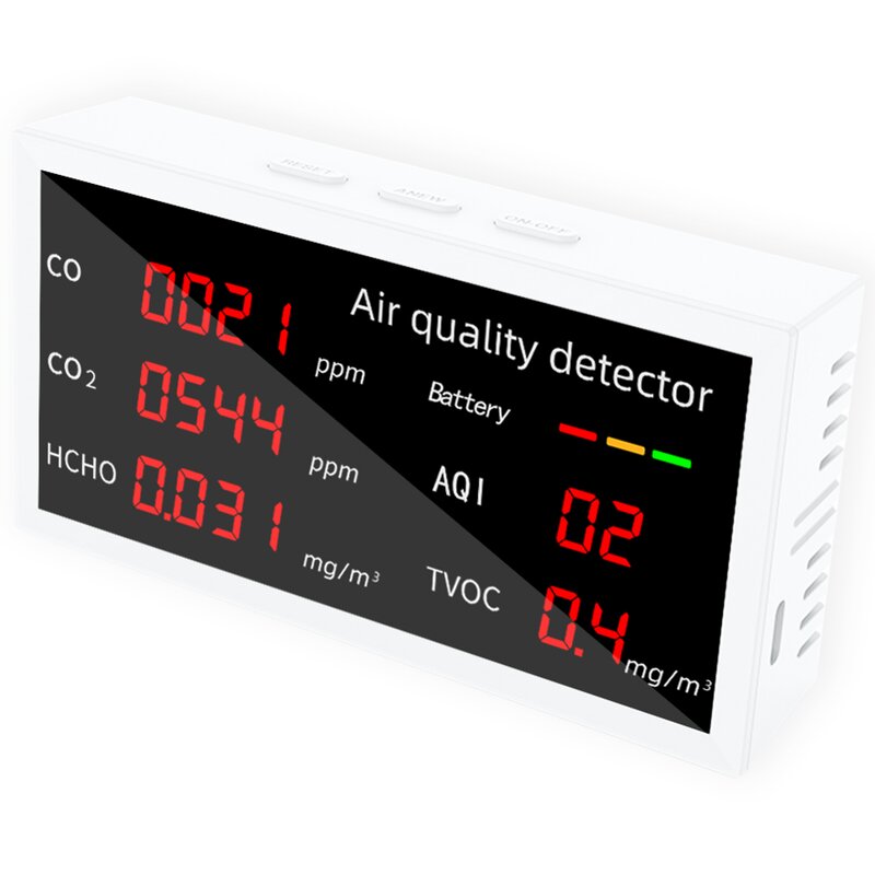 Air Quality Monitor Manufacturer - W17 LED Display 5-In-1 Multifunctional Air Pollution Detector for CO/CO2/HCHO/AQI/TVOC Outdoor Indoor