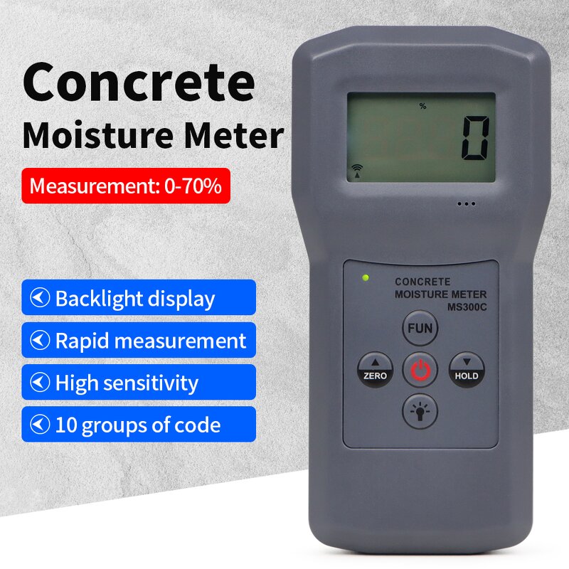 Moisture Meter Manufacturer - High Accuracy Portable MS300C Concrete Hygrometer Humidity Analyzer With Backlight