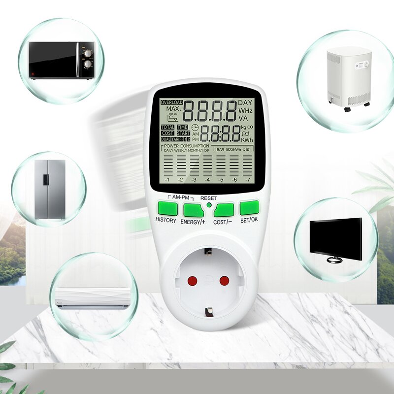 Power Meter Manufacturer - Digital LCD Display with Timer Socket Multi-Plug Compatibility Energy Consumption Monitor